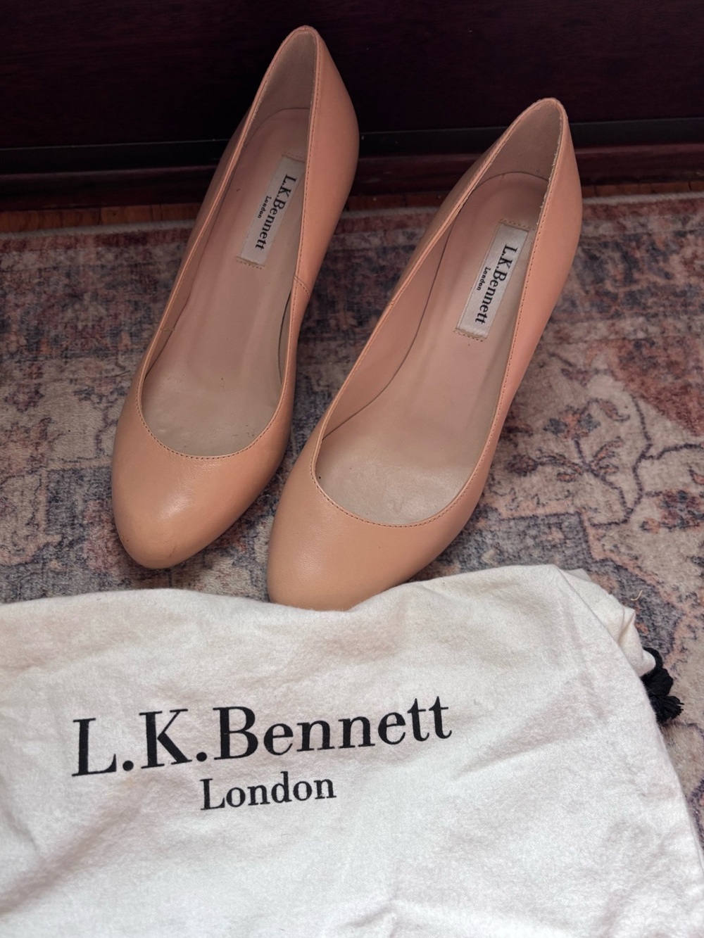 LK Bennett Nude Leather Pointed-Toe Pumps Size 35